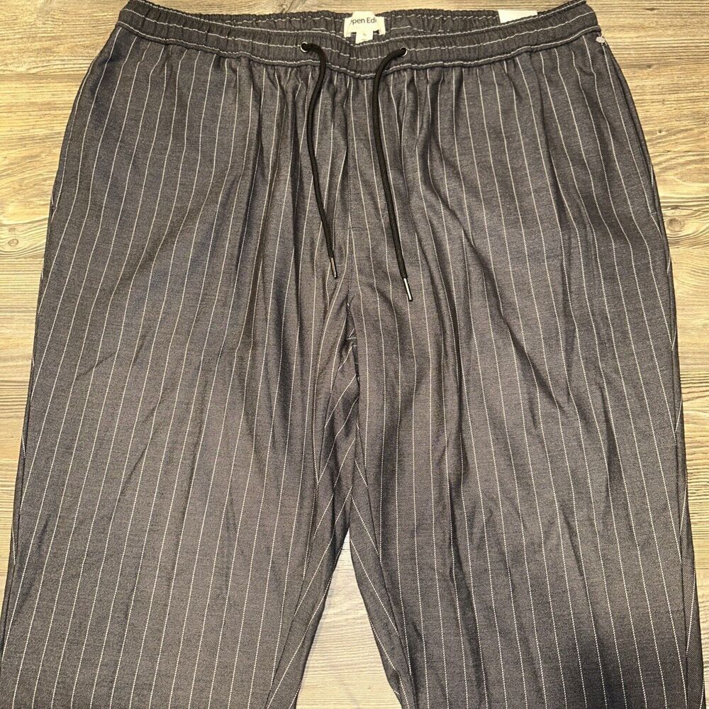 Open Edit Men’s Drawstring Slacks Grey White Pin Stripes. Size XL. NWT. T